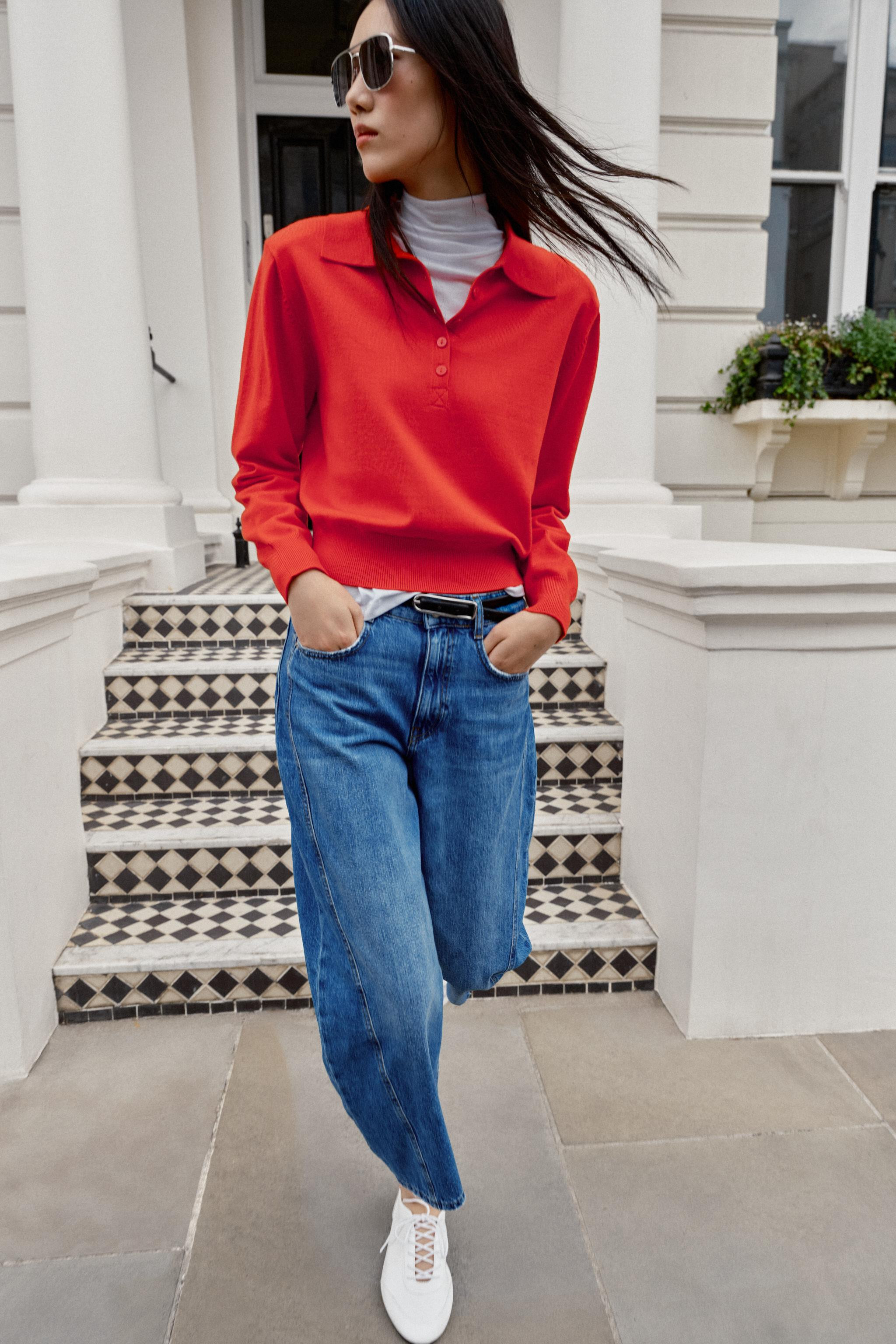 SHOULDER PAD KNIT POLO | Zara US