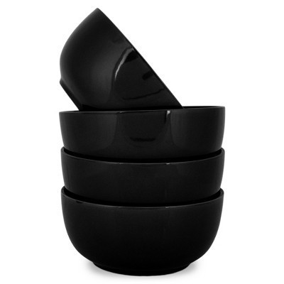 Elanze Designs Bistro Glossy Ceramic 6.5 inch Soup Bowls Set of 4, Black | Target