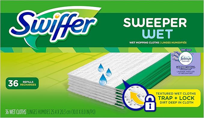 Swiffer Sweeper Wet Mopping Cloth Multi Surface Refills, Febreze Lavender Vanilla & Comfort Scent... | Amazon (US)