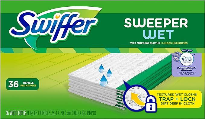 Swiffer Sweeper Wet Mopping Cloth Multi Surface Refills, Febreze Lavender Vanilla & Comfort Scent... | Amazon (US)