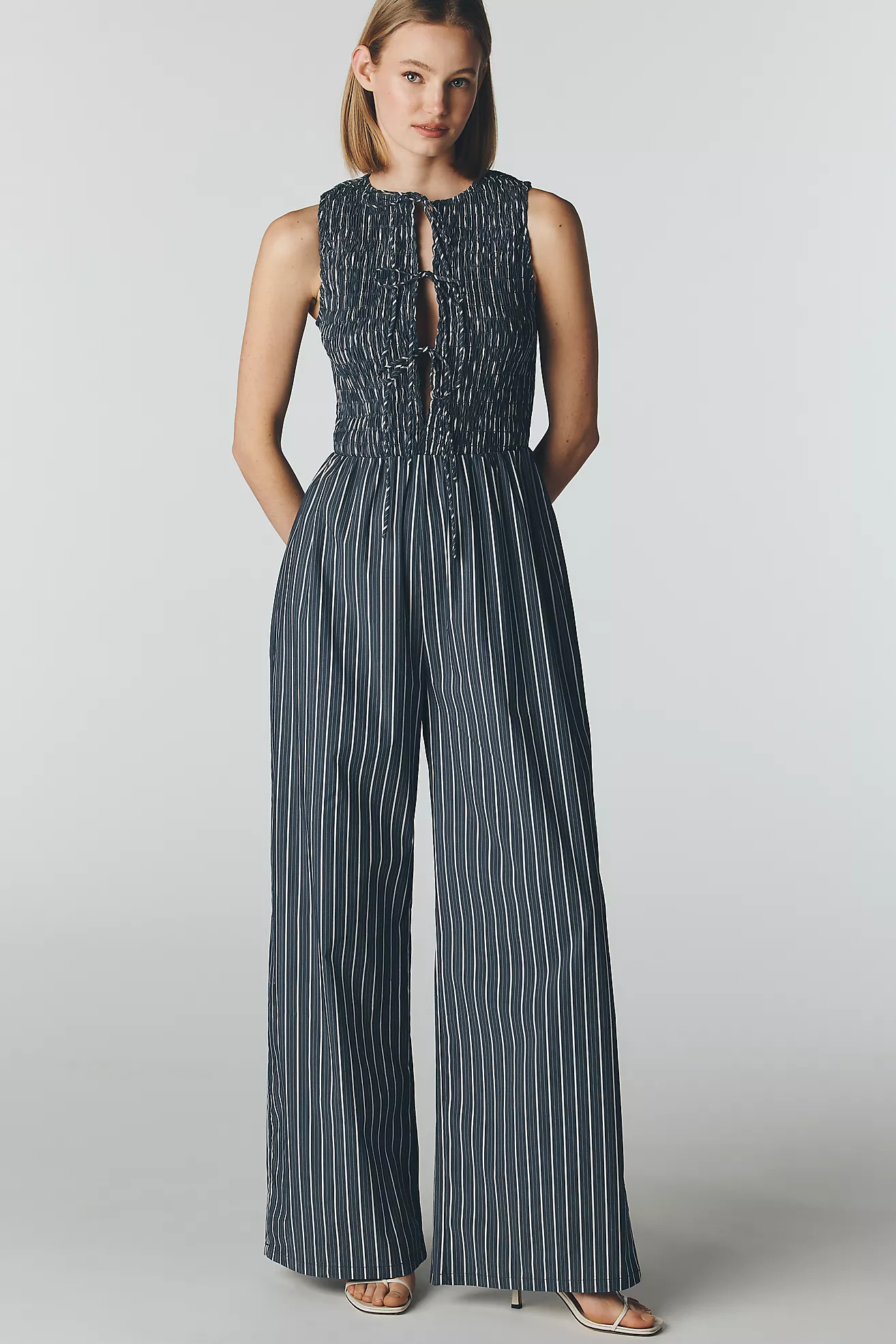 Glamorous Smocked Sleeveless Wide-Leg Jumpsuit | Anthropologie (US)