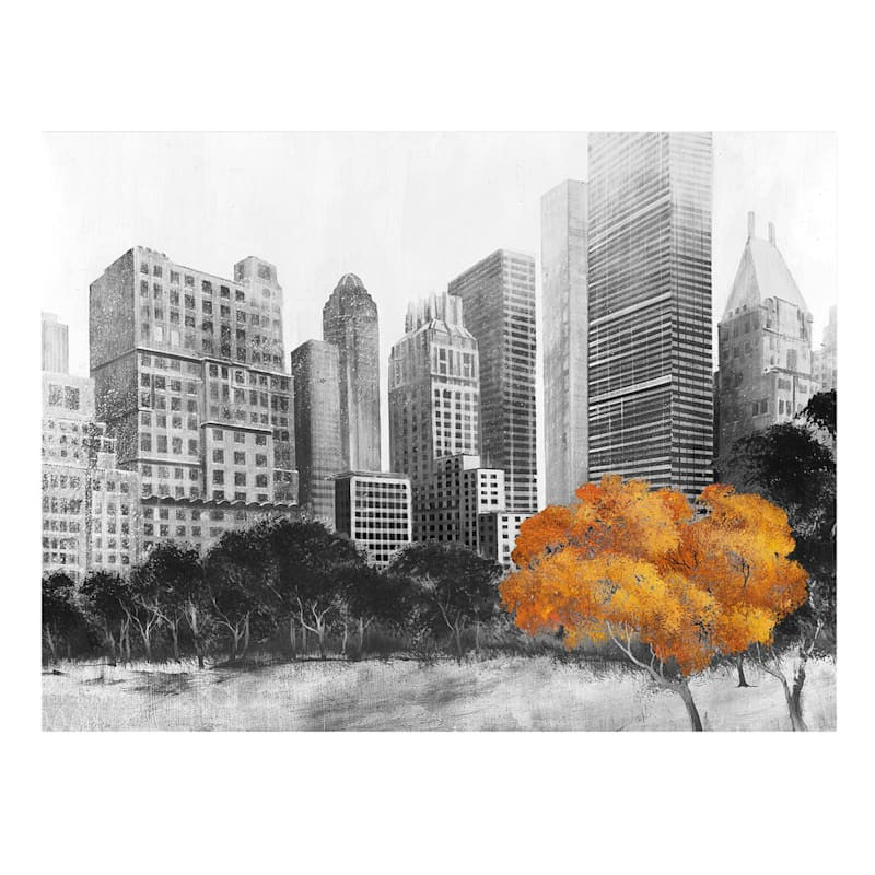 Cityscape Gold Tree Enhanced Canvas Wall Art, 45x60 | At Home