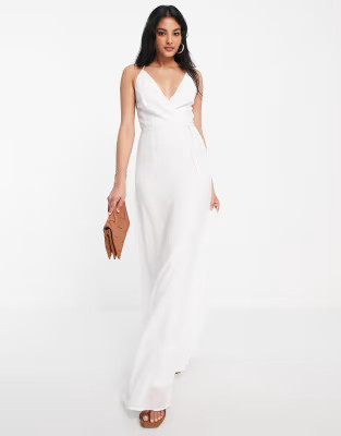 ASOS DESIGN cami wrap maxi dress with lace up back | ASOS (Global)