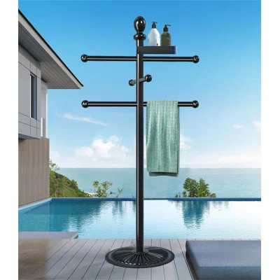 Pool Outdoor Towel Rack, Metal Heavy Duty Pool Accessories With Heavy Metal Base, 6 Bars Hot Tub Accessories Towel Dying Rack Towel Stand For Pool,(Bl | Wayfair North America