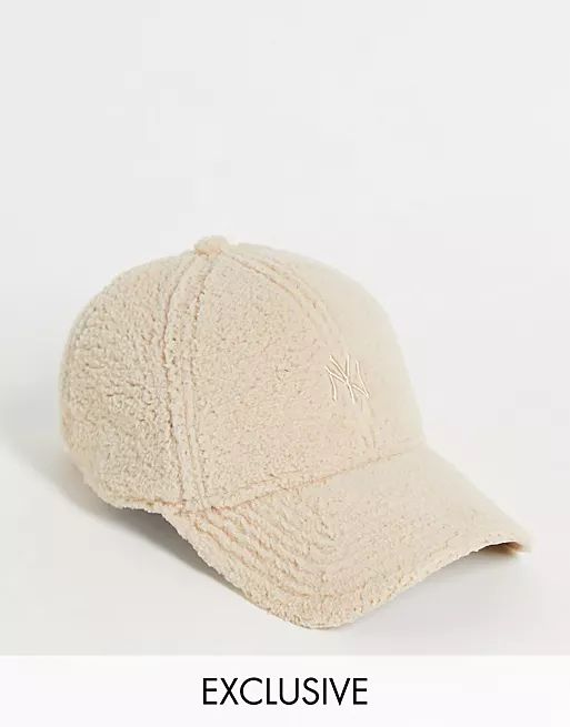 New Era Exclusive 9Forty cap in beige teddy with tonal NY | ASOS (Global)