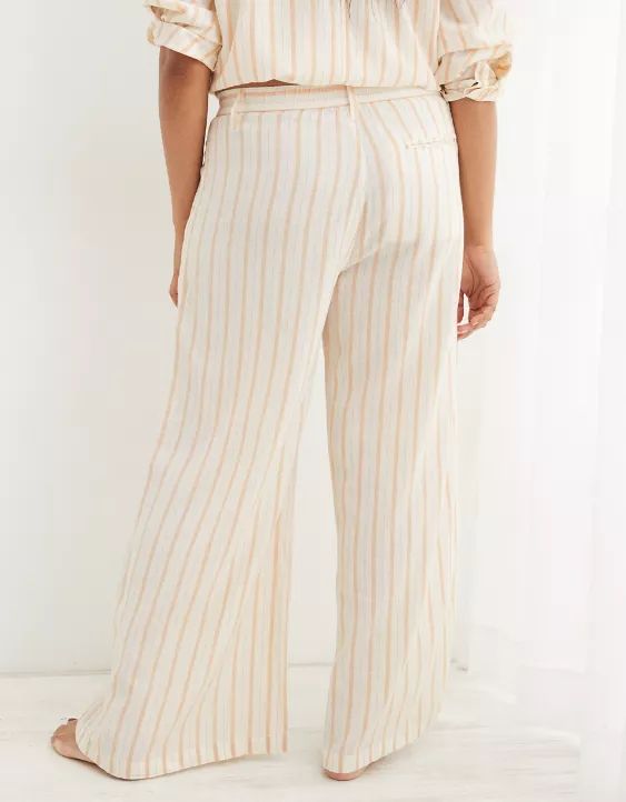 Aerie Pool-To-Party Linen Blend High Waisted Trouser | Aerie
