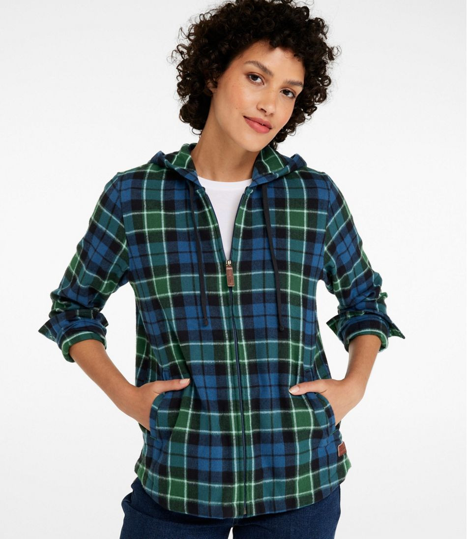 Women's Scotch Plaid Flannel Shirt, Relaxed Zip Hoodie | L.L. Bean