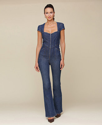 Women's Sweetheart-Neck Corset Zip-Up Jumpsuit | Macy's
