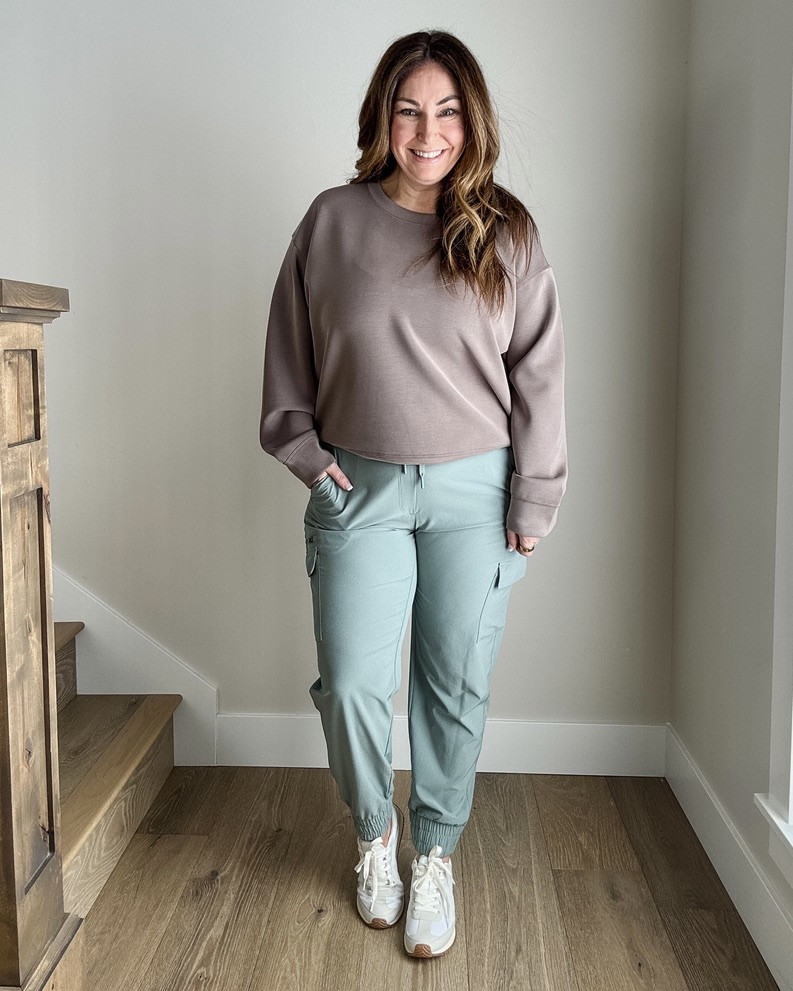 Cozy and warm but still rockin' this spring green with outfit from 🎯 #targetstyle #springfashion #athleisurelook | Wearing L in both 

 

#LTKActive #LTKOver40 #LTKFitness