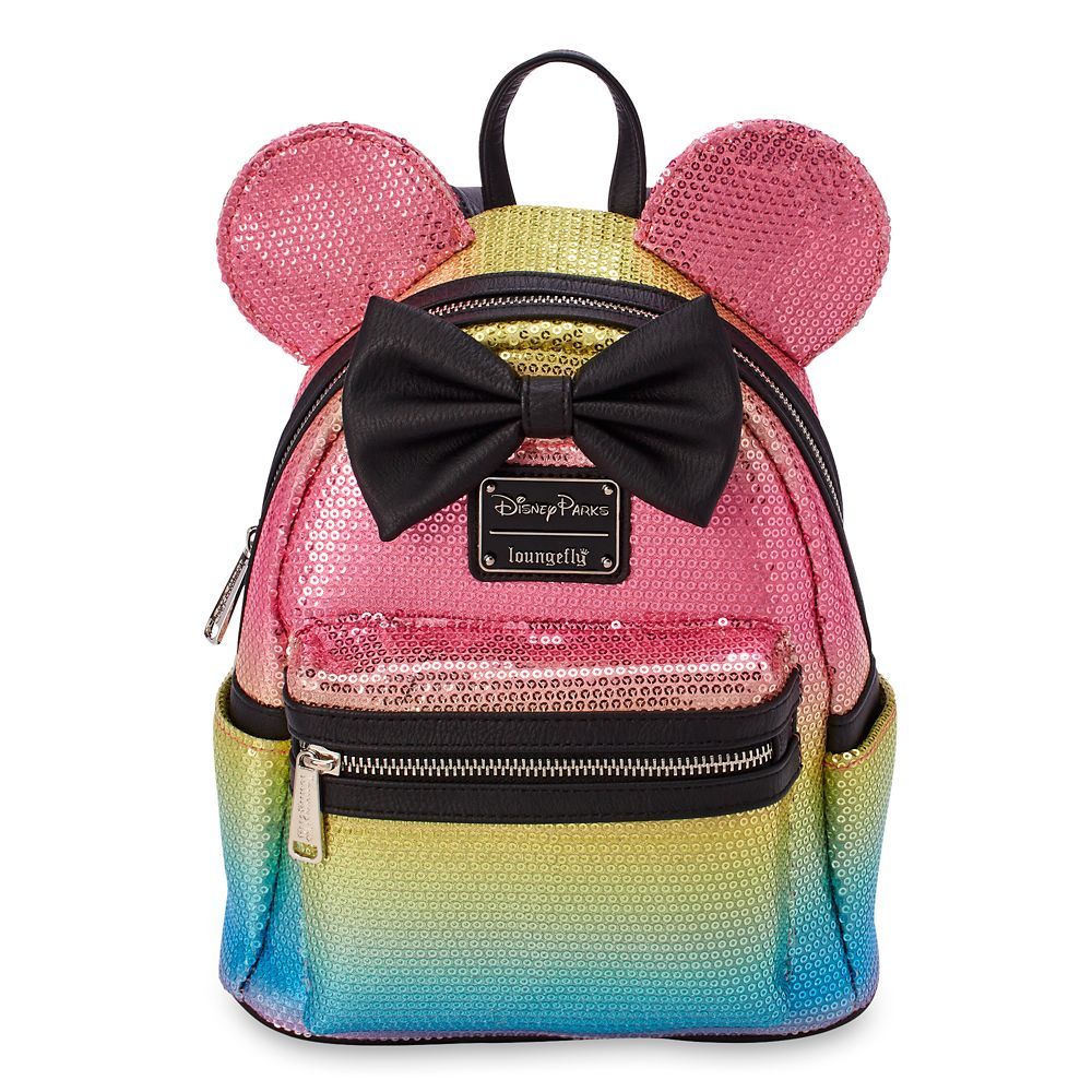 Minnie Mouse Sequined Mini Backpack with Bow by Loungefly – Rainbow | Disney Store