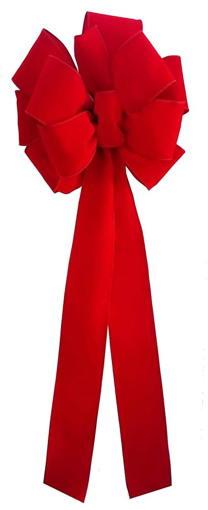 4-Pack Large Christmas Bows 12 x 44 | Red Velvet Red Wired Edge 4 in. Ribbon | Indoor/Outdoor Chr... | Amazon (US)