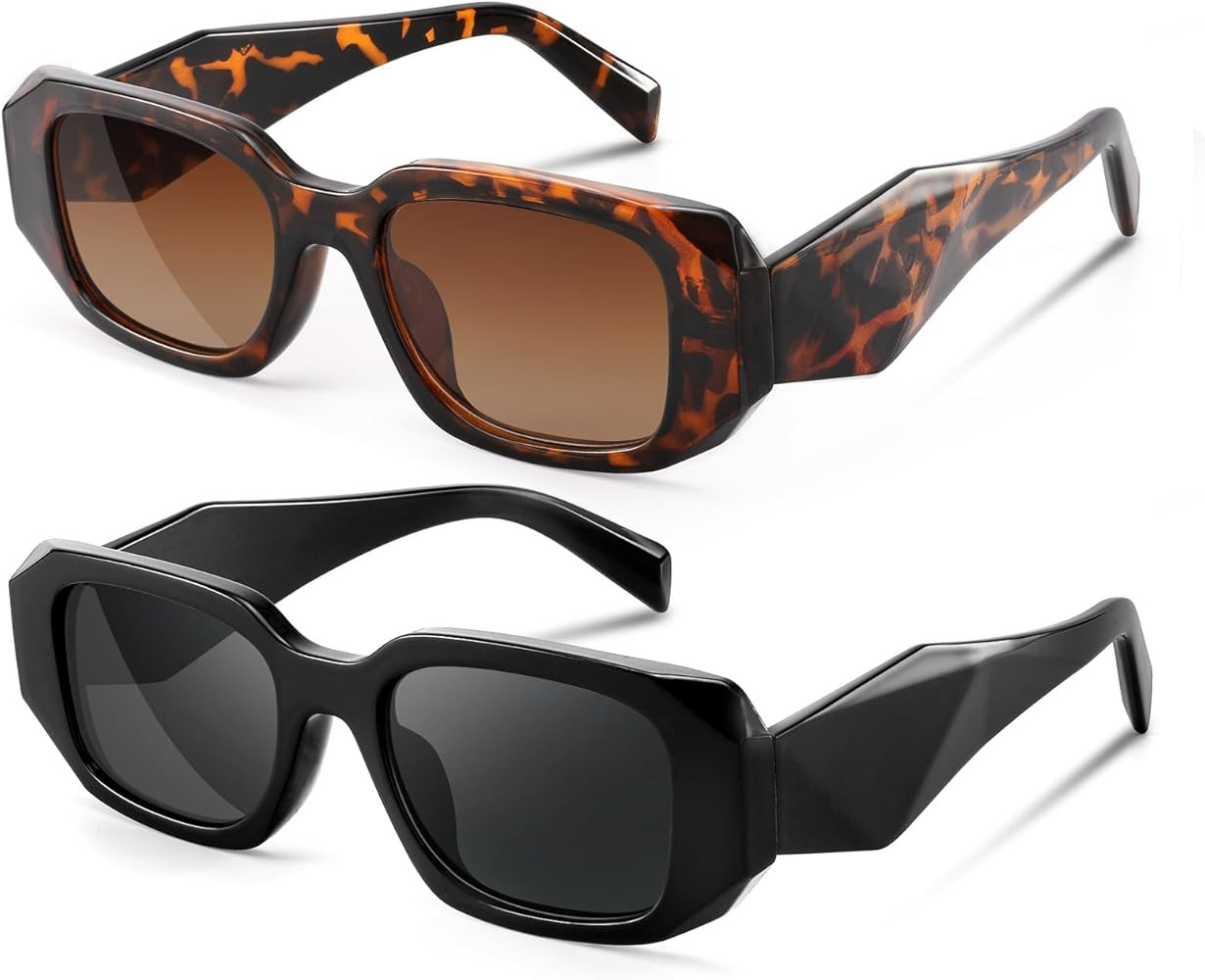 Trendy Rectangle Sunglasses for Women Men,Y2K Vintage Retro 90s Aesthetic Cool Driving Sunglasses | Amazon (US)