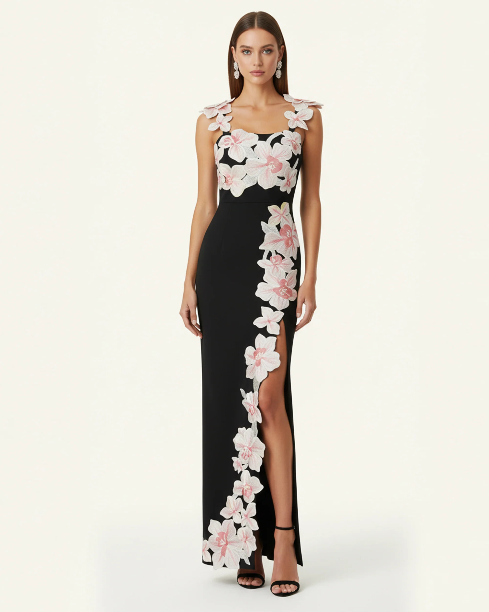 Flower Embroidered Dress - Black/Pink | JW PEI US