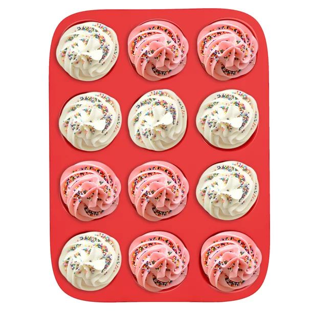 Silicone Muffin Pan- Nonstick Cupcake, Muffin, Brownie Reusable Baking Tray- Microwave, Oven, Fre... | Walmart (US)