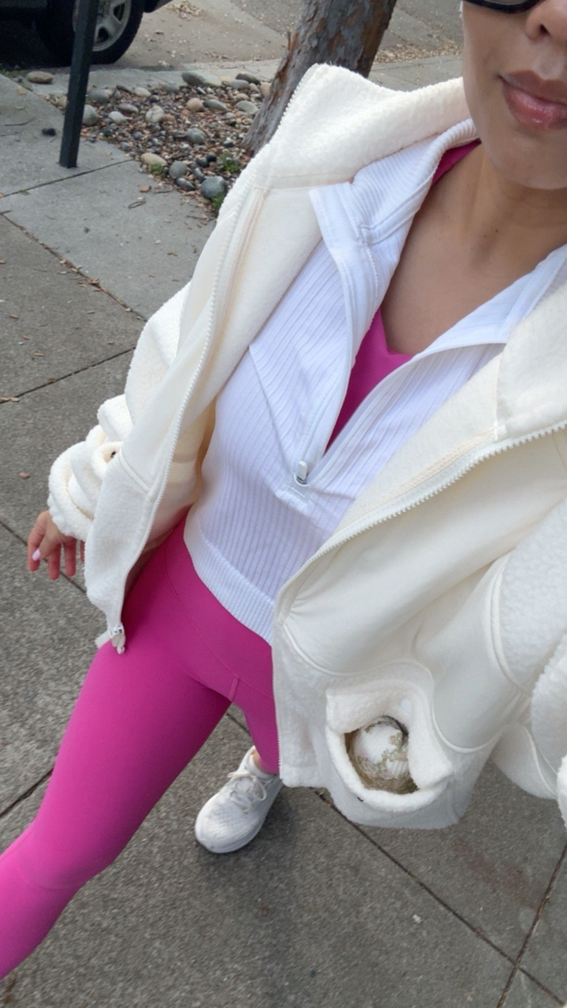 Morning walk outfit! Walked 7k steps this morning and then went to Lagree

Sizing:
Fleece - tts, xs oversized fit
Ribbed long sleeve top - tts, 4
Tank top - tts, 4 (old)
Leggings - tts, 4 (color is old) 
Hokas - sized down half a size and did wide width, I’d stick with my true size if I did regular width for my bunions

#LTKPetite #LTKootd #LTKfitnessgoals