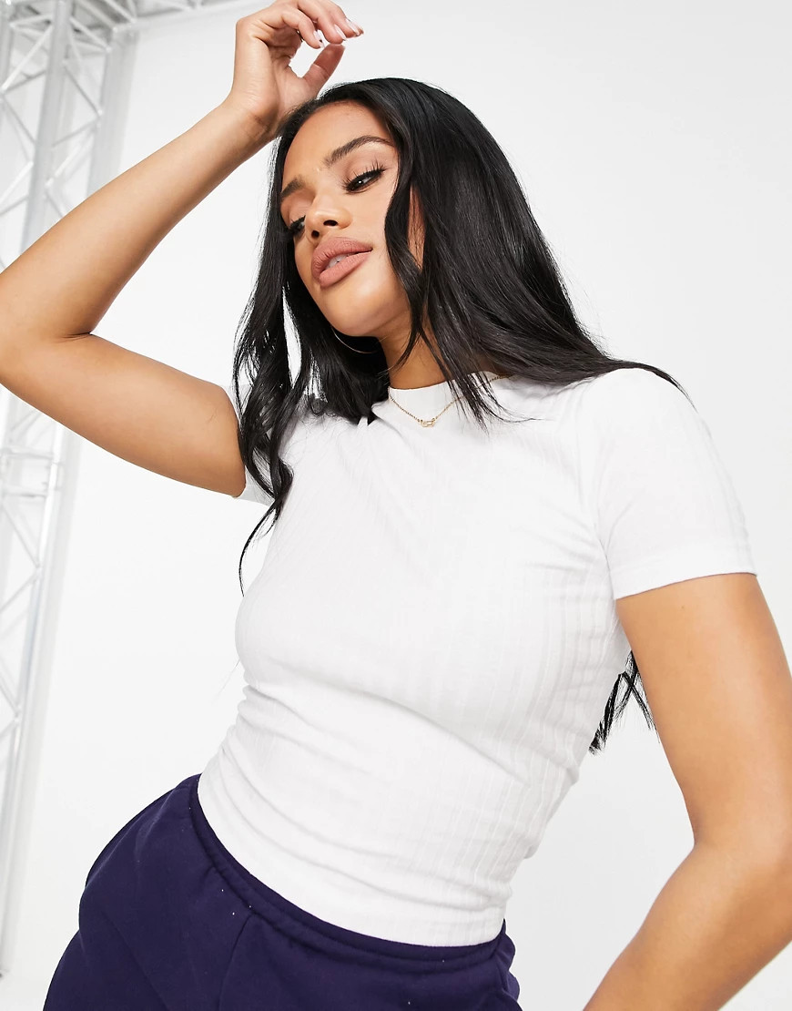 ASOS DESIGN slim fit t-shirt in rib in white | ASOS (Global)