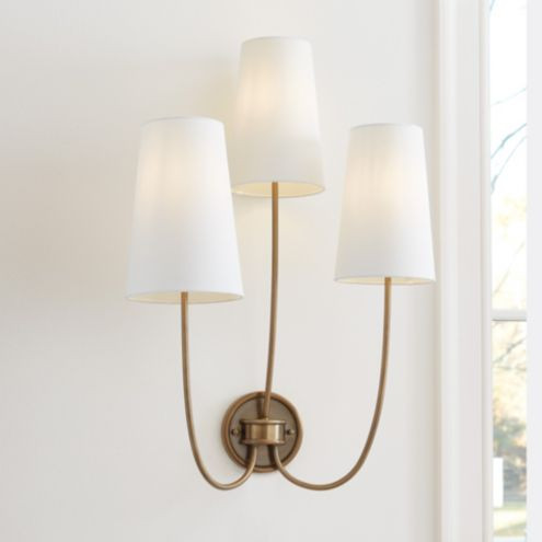 Lottie Triple Arm Metal Sconce Light with Shades | Ballard Designs, Inc.