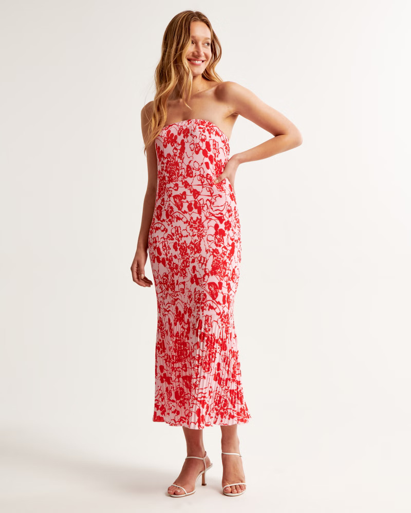 The A&F Giselle Pleat Release Midi Dress | Abercrombie & Fitch (US)