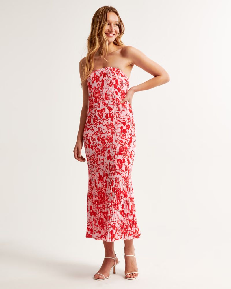 The A&F Giselle Pleat Release Midi Dress | Abercrombie & Fitch (US)