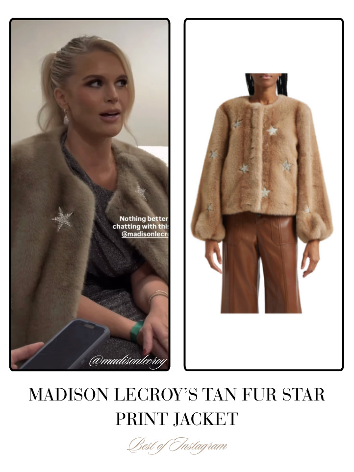 Madison LeCroy's Tan Fur Star Print Jacket 📸= @madisonlecroy  

 