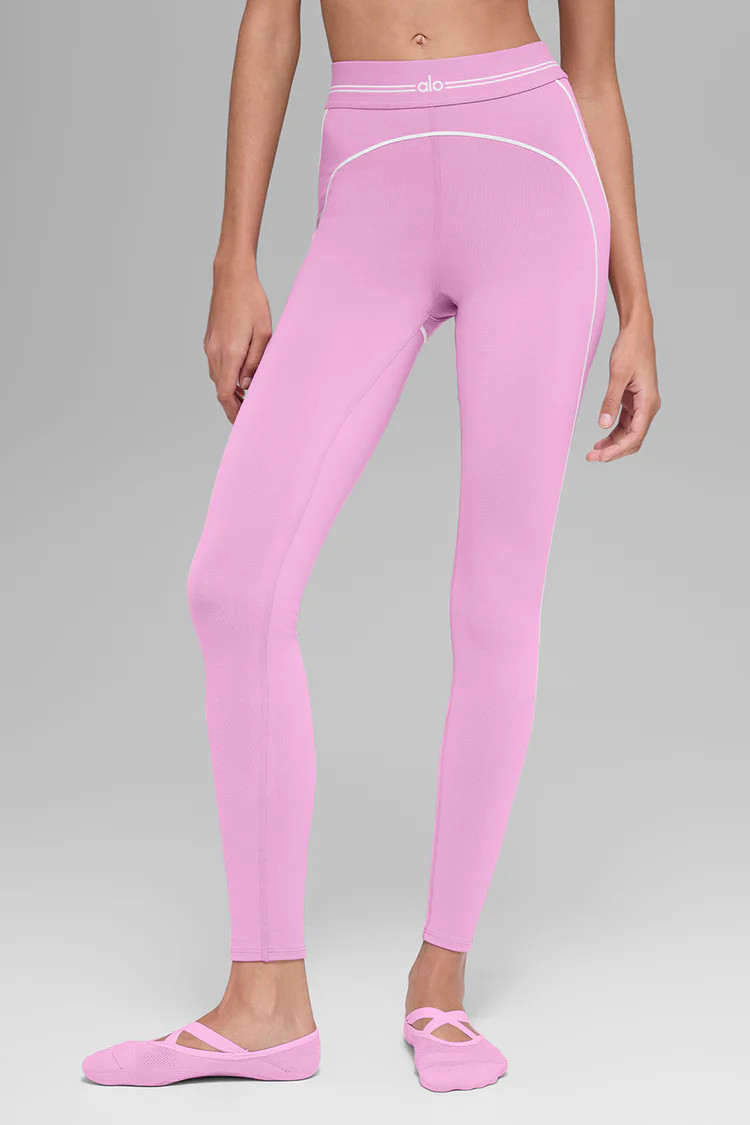 Airbrush High-Waist 7/8 Heart Throb Legging - Candy Heart Pink/White | Alo Yoga