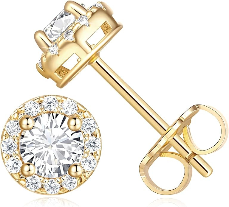 14K Gold Stud Earrings for Women 14K Gold Earrings Lightweight Gold Stud Earrings for Women Hypoa... | Amazon (US)