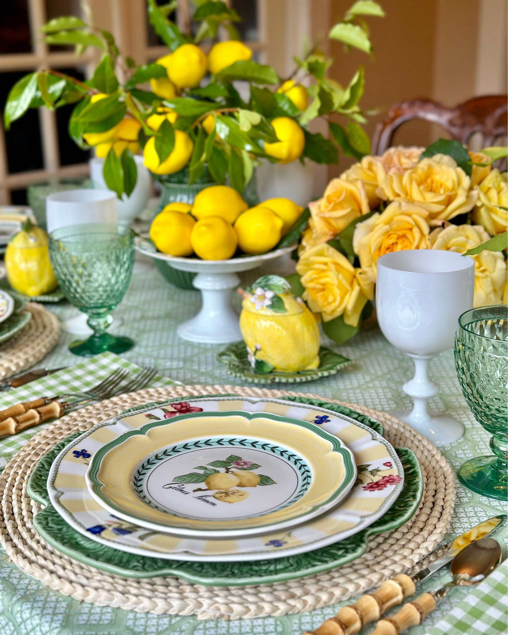 Lemon themed table mix of vintage china and new bordallo Pinheiro Cabbageware villeroy Boch

#LTKSaleAlert #LTKSeasonal #LTKHome