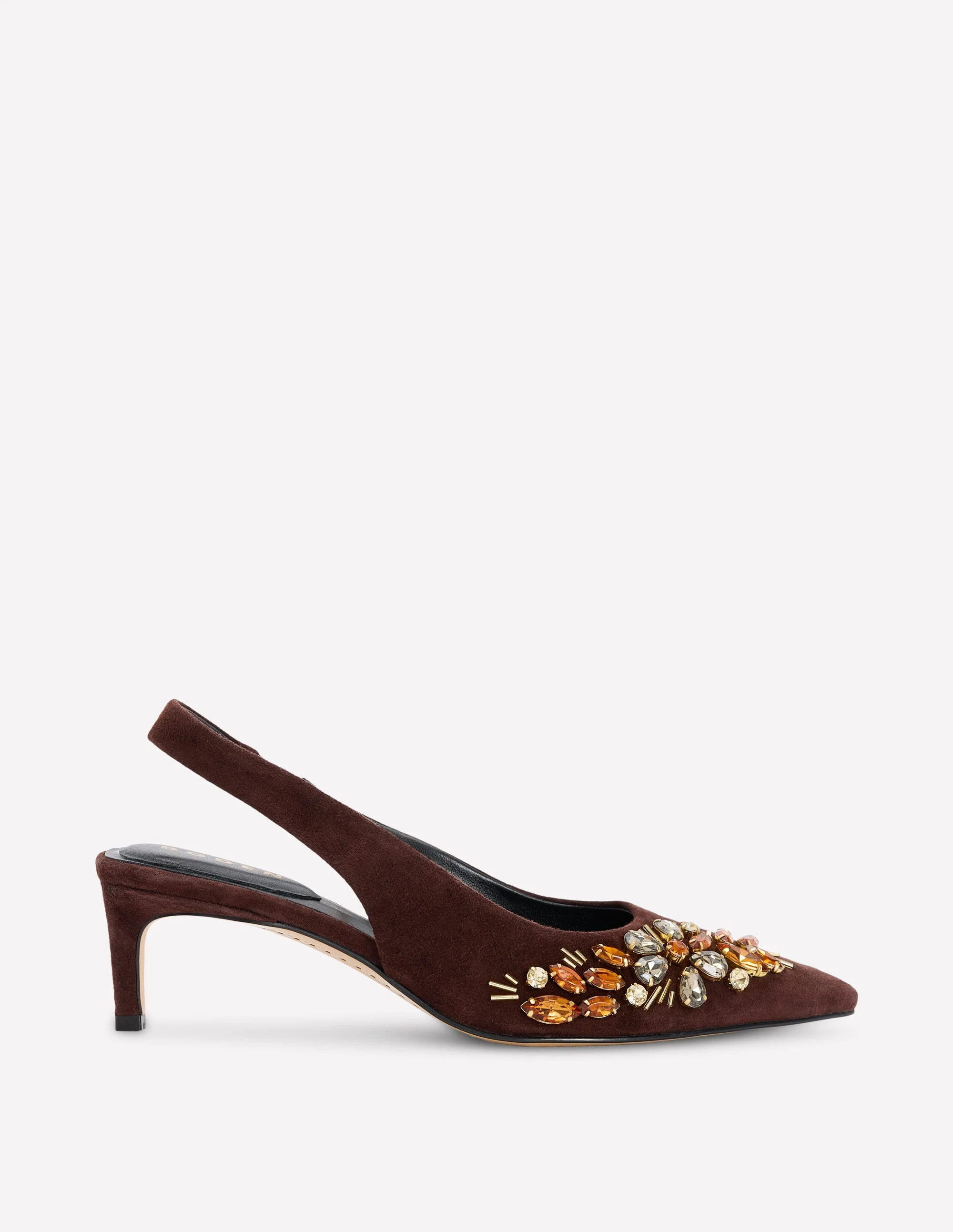 Hope Pointed Slingback Heels-Bitter Chocolate Embellished | Boden (US)