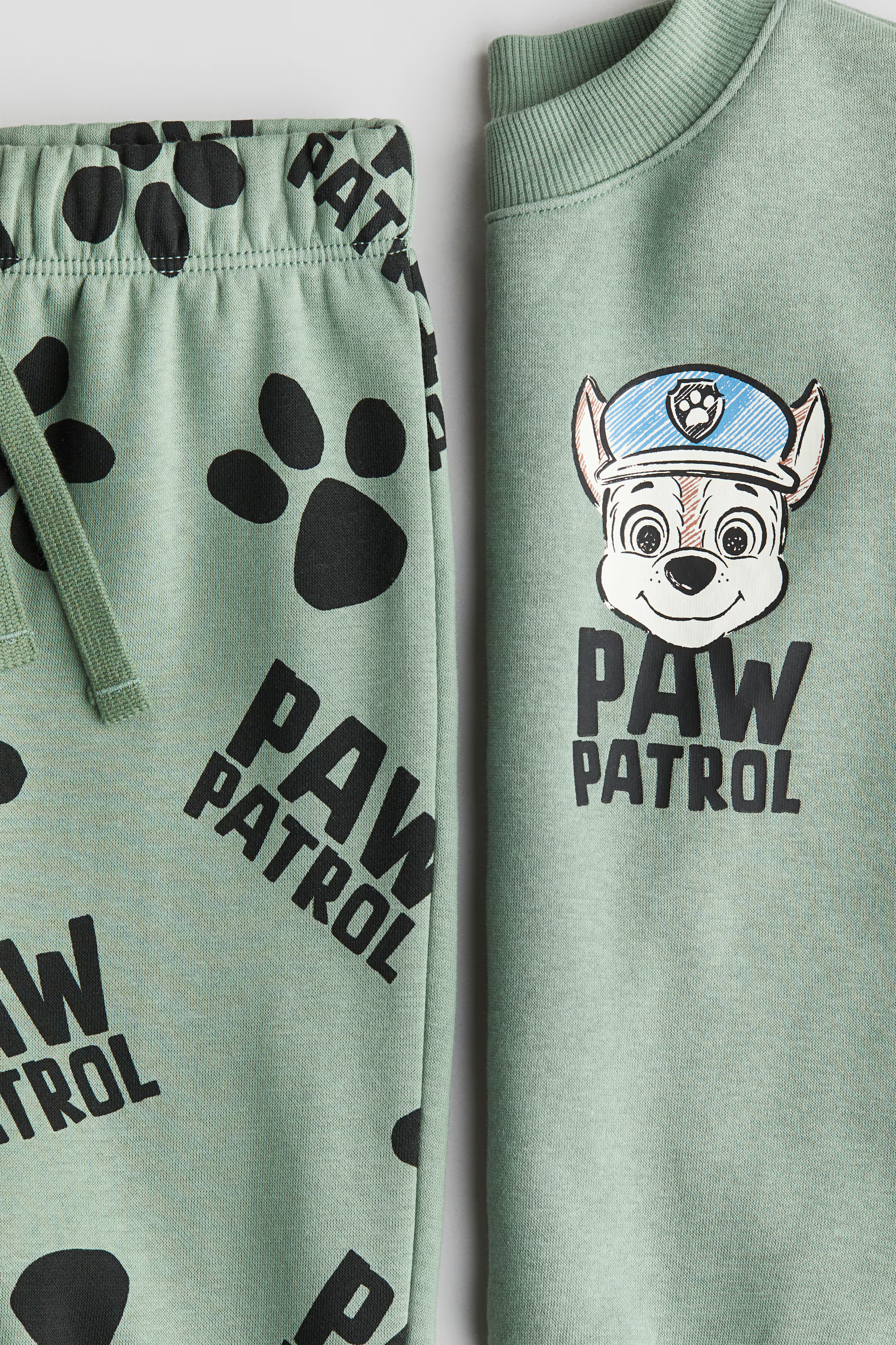 2-piece Printed Sweatsuit - Dusty green/PAW Patrol - Kids | H&M US | H&M (US + CA)
