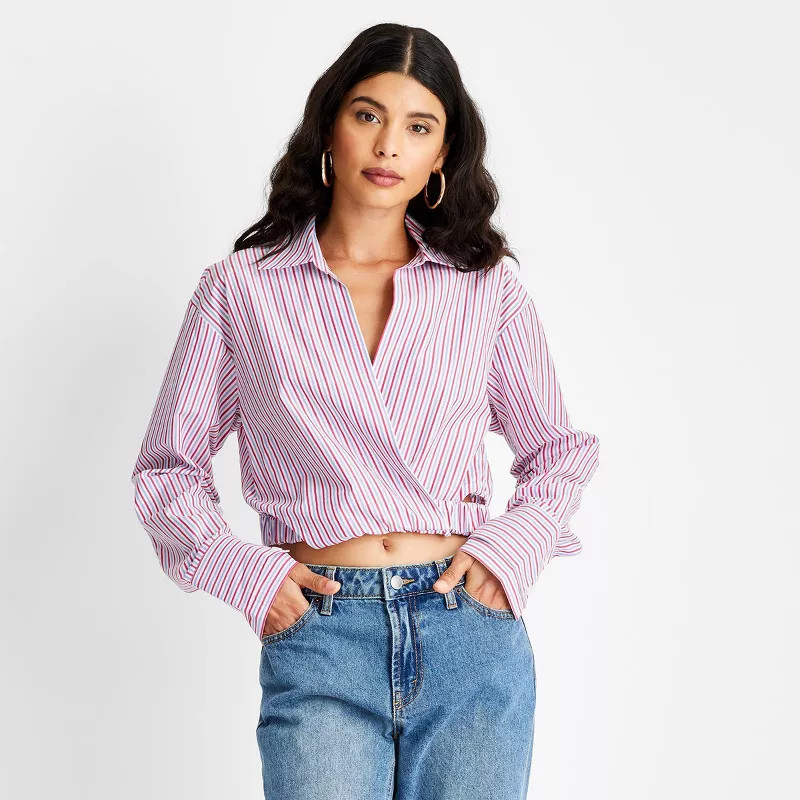 Women's Long Sleeve Crop Blouse - Future Collective™ with Kahlana Barfield Brown | Target