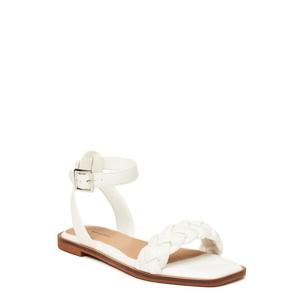 Time and Tru Women's Braided Ankle Strap Sandals | Walmart (US)