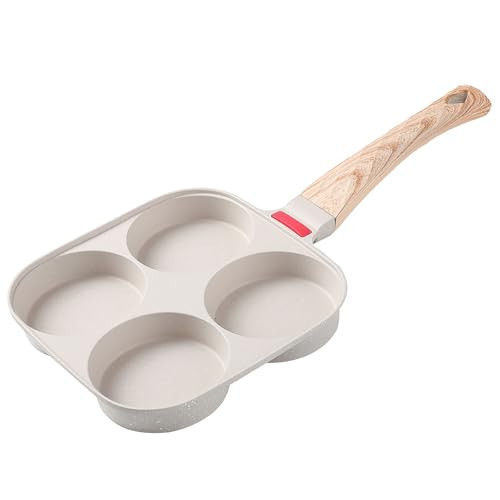 Foorey Home Egg Pan 4 Cup Nonstick Frying Omelette Pan No Lid Breakfast Skillet for Eggs Pancake White | Amazon (US)