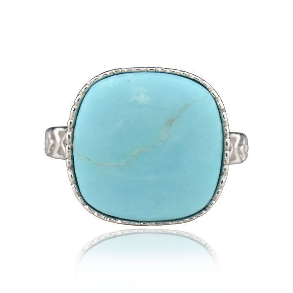 Sterling Silver Cushion Blue Turquoise Ring (China) | Bed Bath & Beyond
