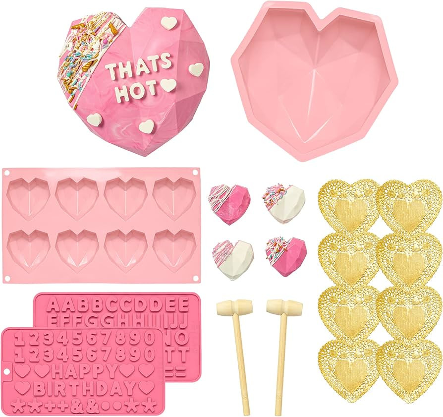 Paris Hilton Breakable Chocolate Heart Kit, Includes Big and Small Heart Shaped Molds, Number, Ch... | Amazon (US)