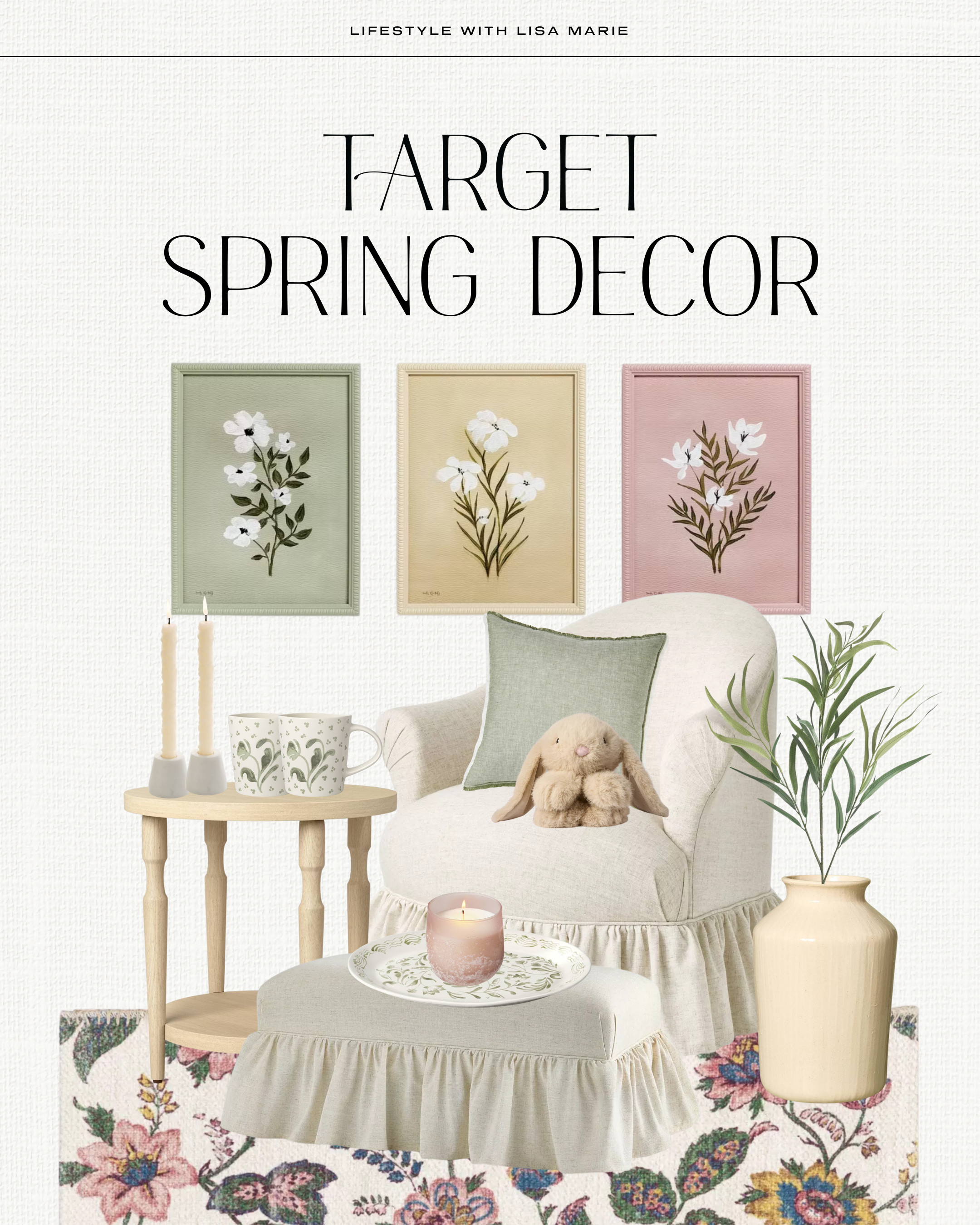 Target home decor new arrivals. Spring home decor. Wall art. Decorative vases. Living room decor. Floral rugs. Pastel decor. Floral decor. Easter decor. Neutral decor. 

 #LTKSeasonal #LTKHome #LTKPetite