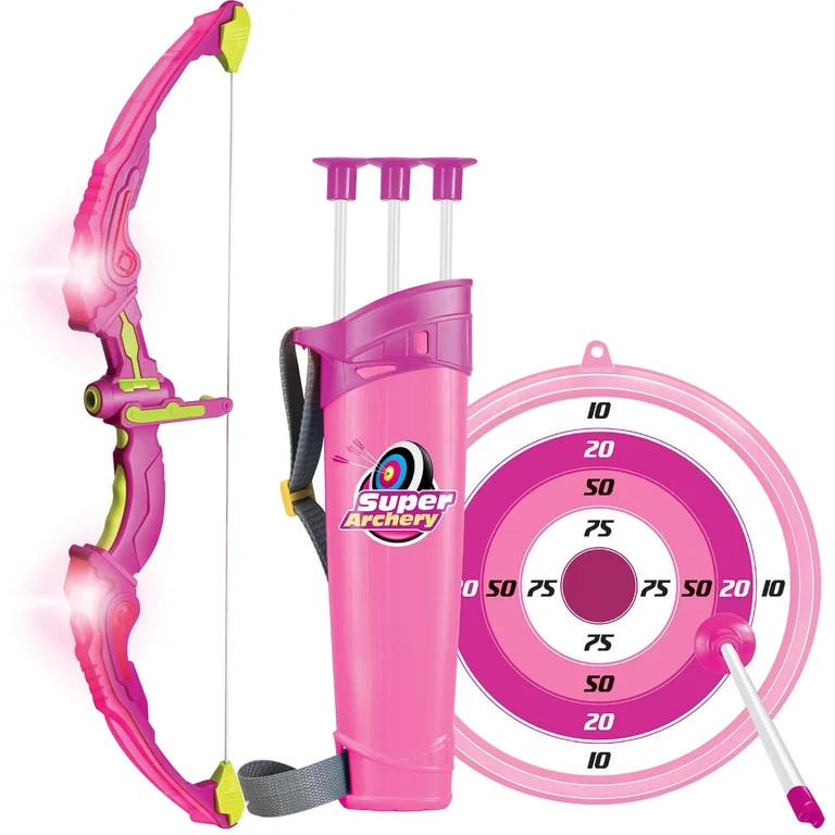 Click N' Play Pink Light Up Bow and Arrow Archery Set for Girls Outdoor Hunting Play with 3 Sucti... | Walmart (US)