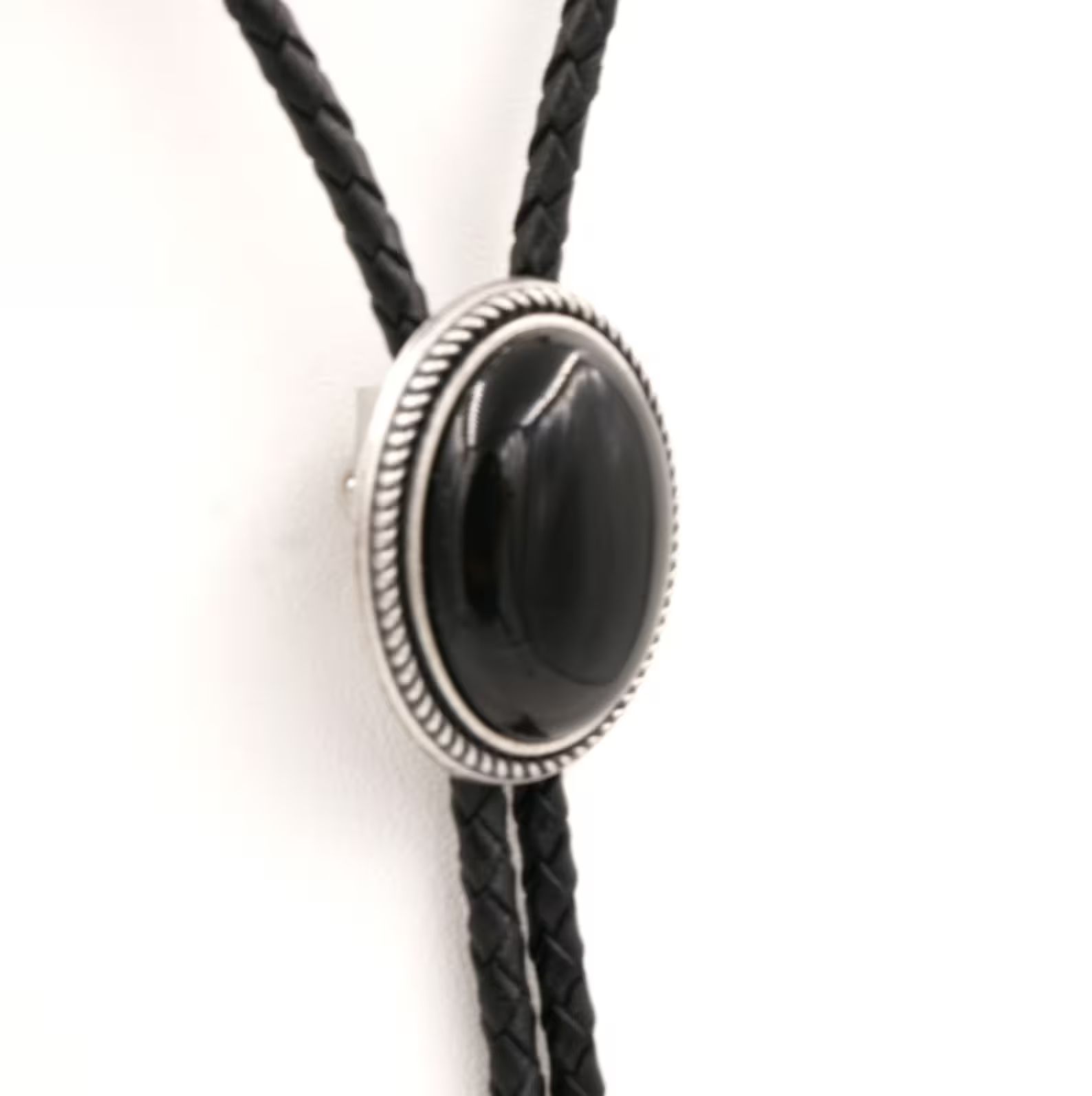 Hand Made Natural Black Onyx Stone Western Leather Bolo Neck - Etsy | Etsy (US)