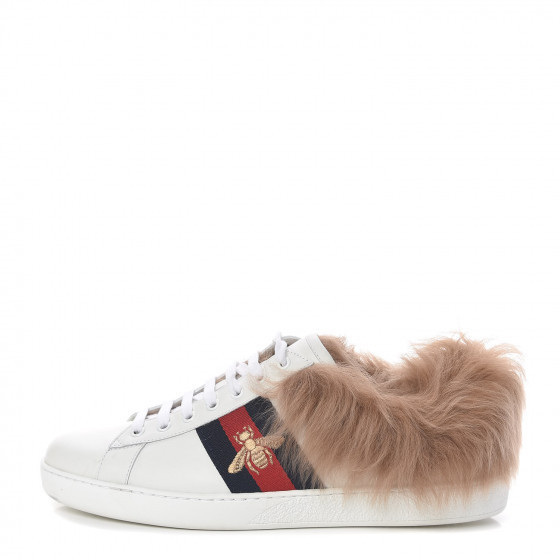 GUCCI Calfskin Wool Embroidered Mens Bee Ace Sneakers 9 White | Fashionphile
