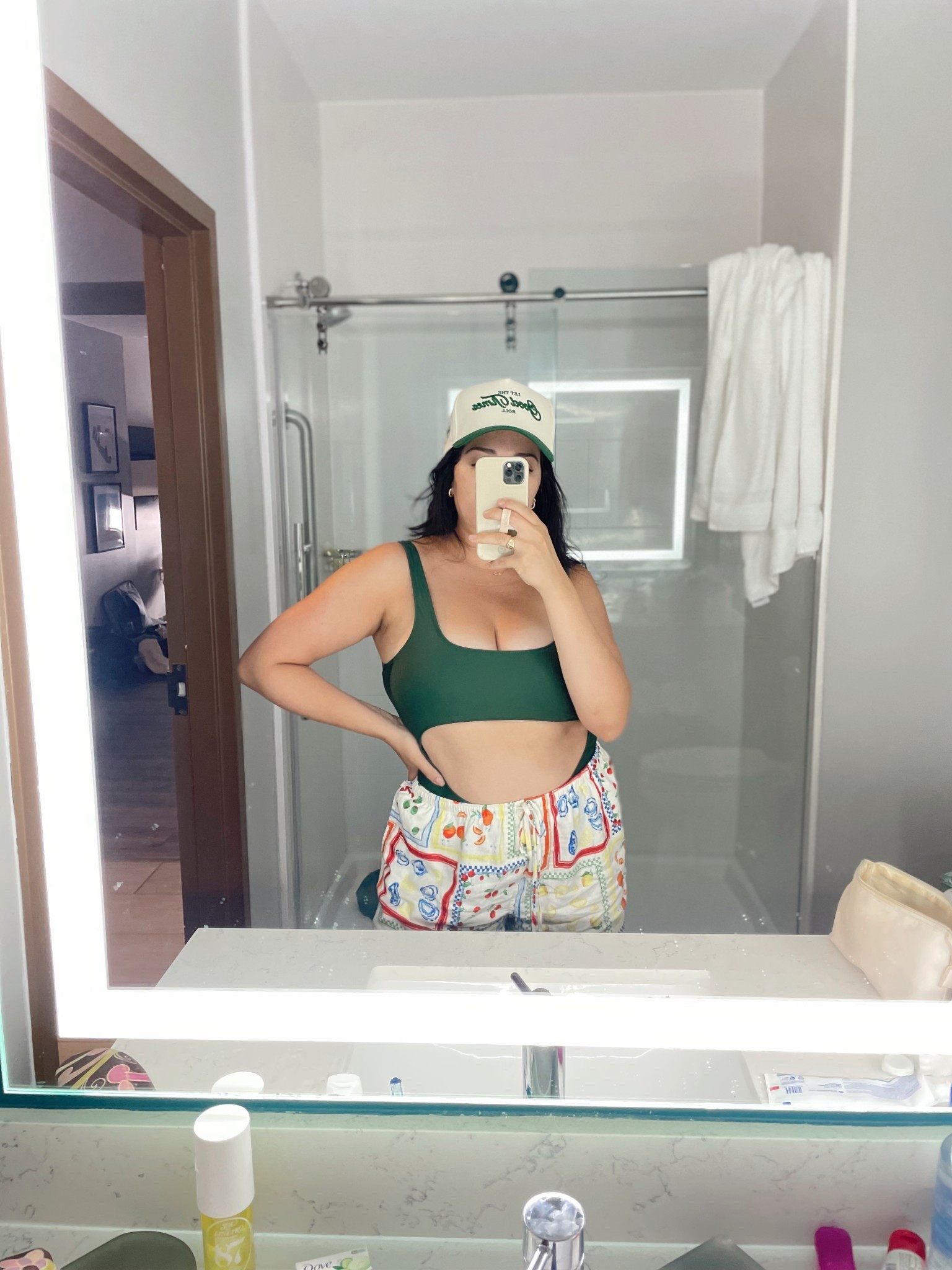 These shorts are giving European summer 💚🍊🍒 swimsuit is from Aerie, but no longer available 