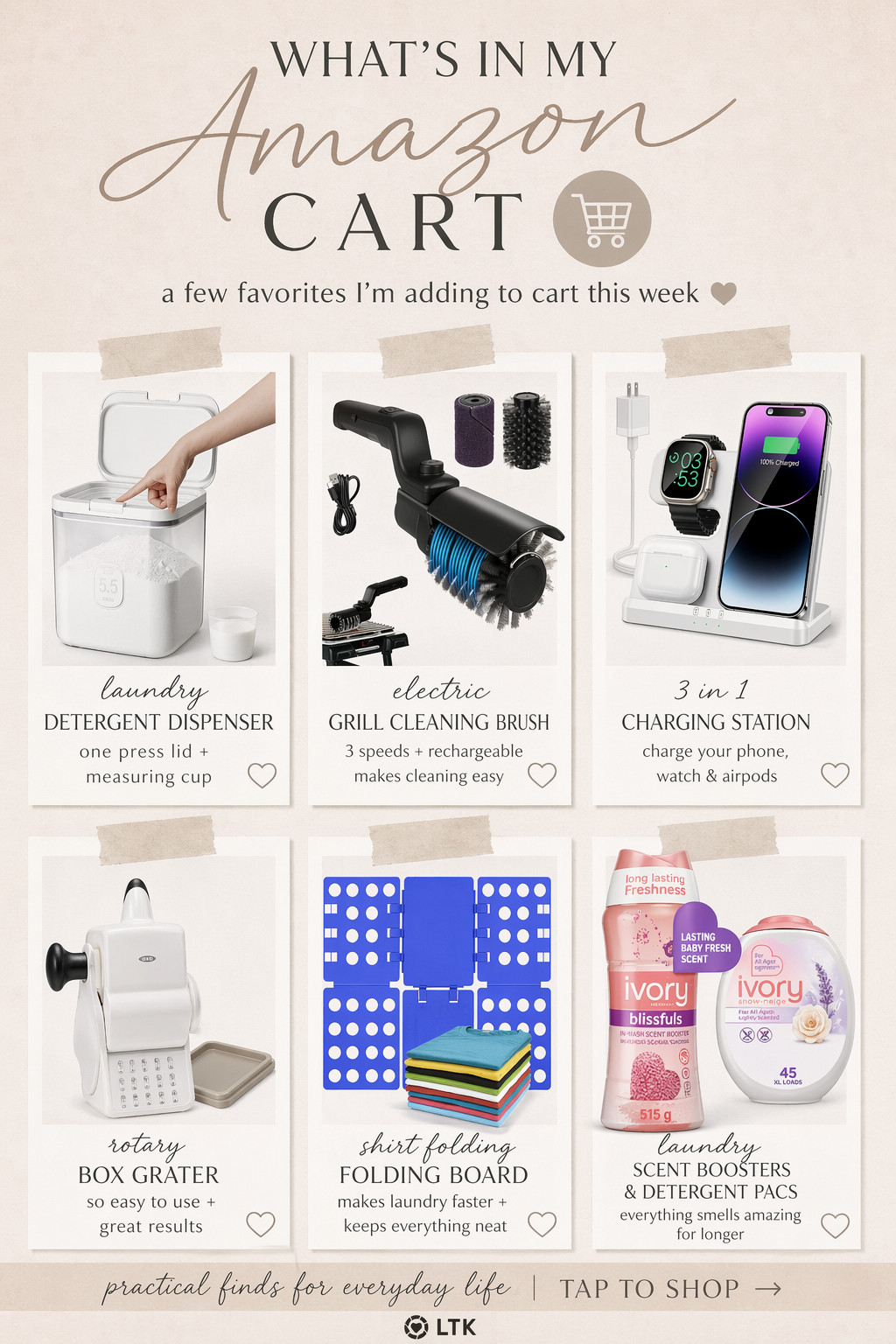 Amazon Cart This Week (Home + Mom Life Finds)


Okay this week’s cart is so random but also so necessary 😂👇

It’s giving “I’m fixing my life one Amazon order at a time”:

✨ Laundry dispenser (why did I wait so long for this??)
✨ Electric grill brush (summer prep mode 🔥)
✨ 3-in-1 charging station (nightstand = finally clean)
✨ Rotary + box grater (kitchen upgrade energy)
✨ Shirt folding board (yes I want my laundry aesthetic now lol)
✨ Ivory scent boosters + detergent (everything smells SO good)

Very much a mix of ✨organized mom✨ + “we’re getting our life together” energy

Everything is linked in LTK 🤍 tap to shop 

 