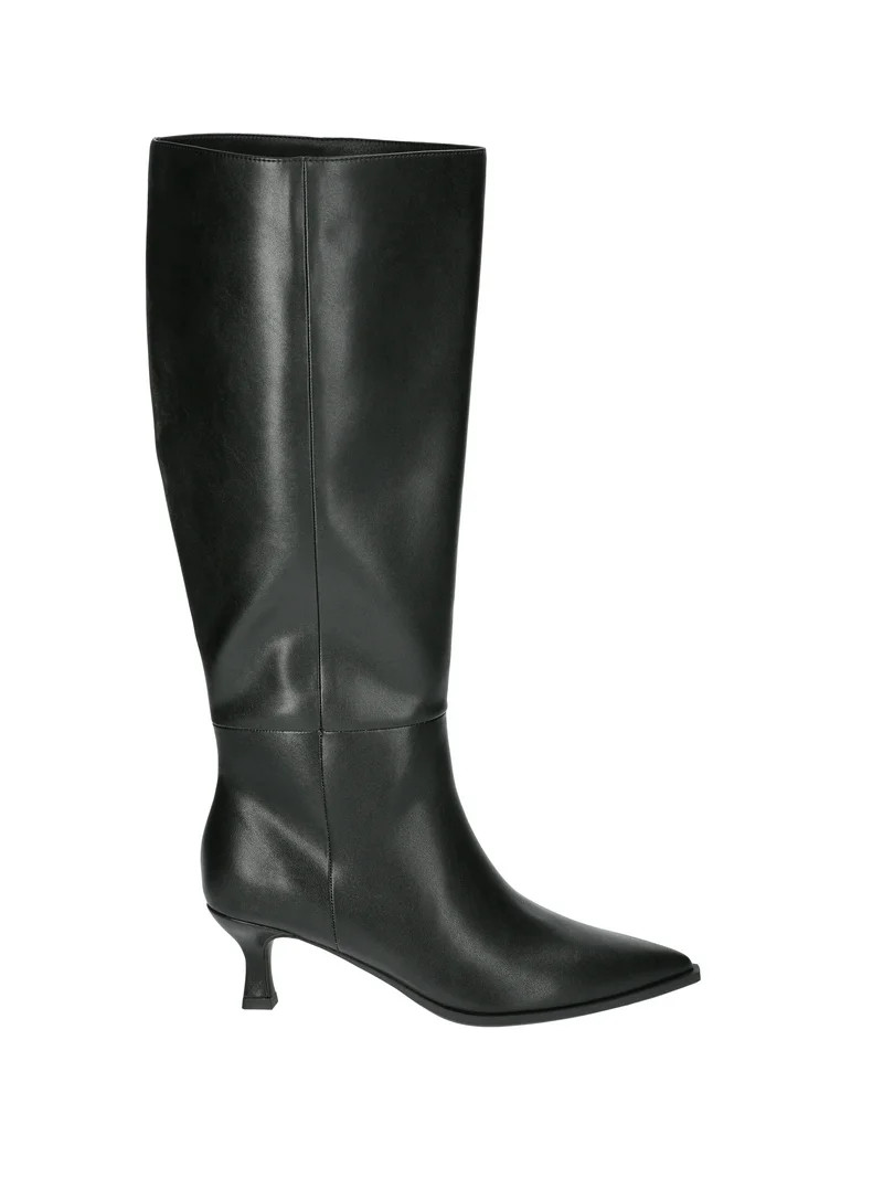Madden NYC Women's Faux Leather Knee High Boots with Kitten Heel, Wide Calf Available | Walmart (US)