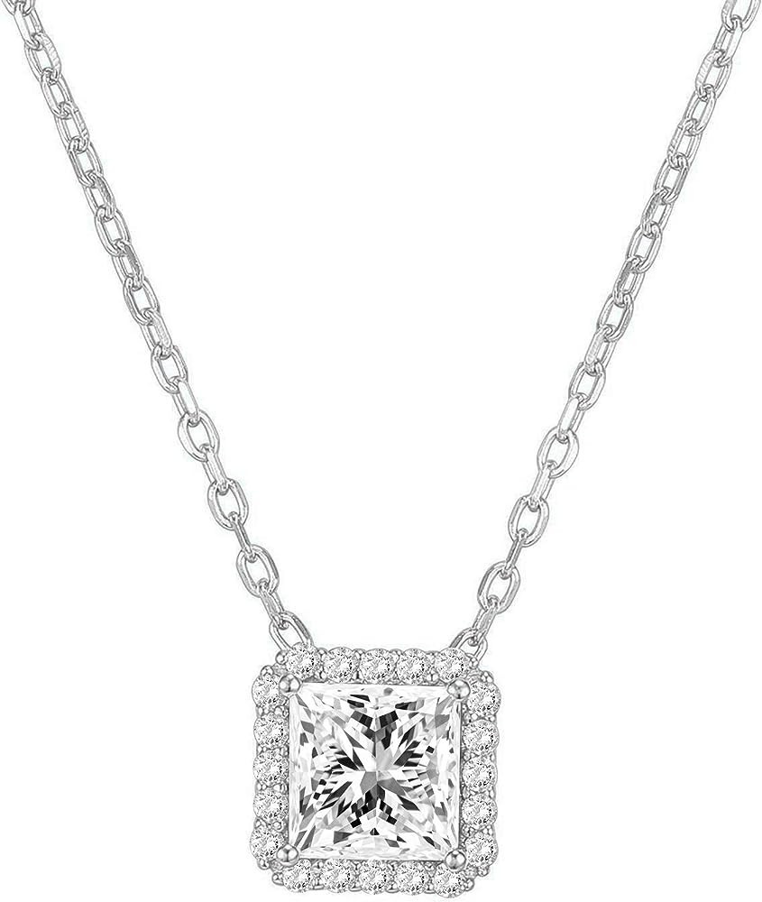 PAVOI 14K Gold Plated Post Faux Diamond Round Solitaire Pendant Halo Necklace | Gold Necklace for... | Amazon (US)