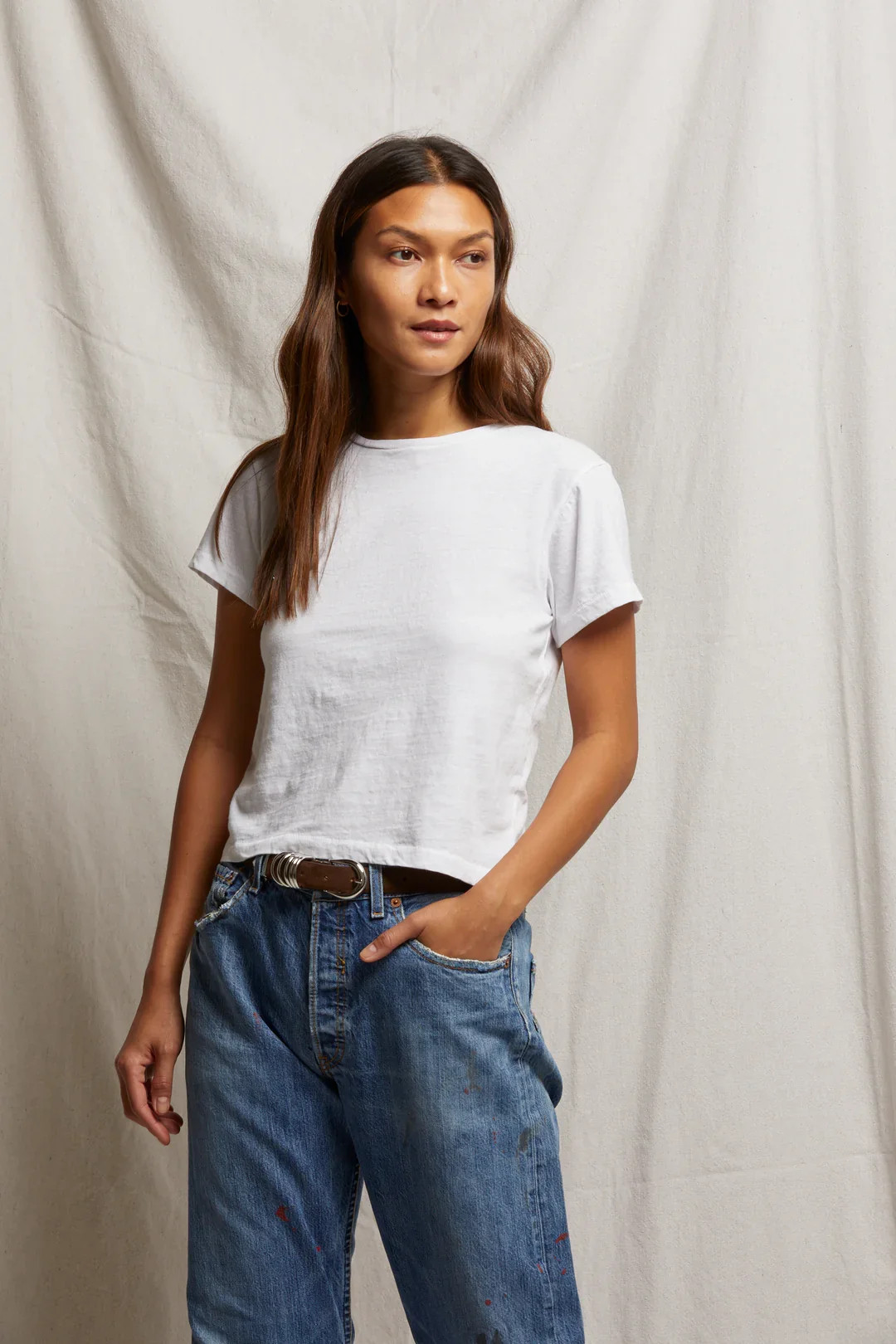 Perfect White Tee Lisa Recycled Cotton Fitted Short Sleeve Tee White | House of 29