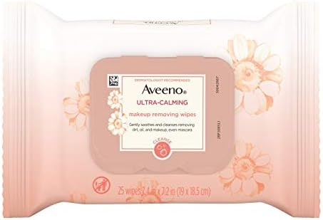 Aveeno Ultra-Calming Makeup Removing Facial Cleansing Wipes with Feverfew Extract, Oil-Free Sooth... | Amazon (US)