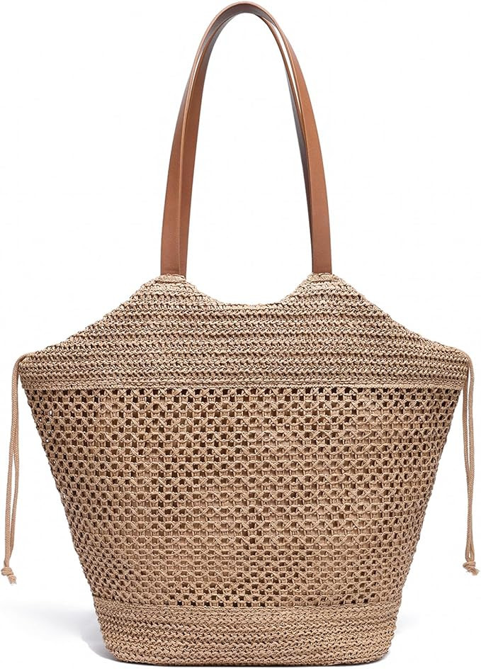 YIKOEE Straw Summer Beach Tote Bag for Women Woven Shoulder Handbag for Vacation 2025 | Amazon (US)