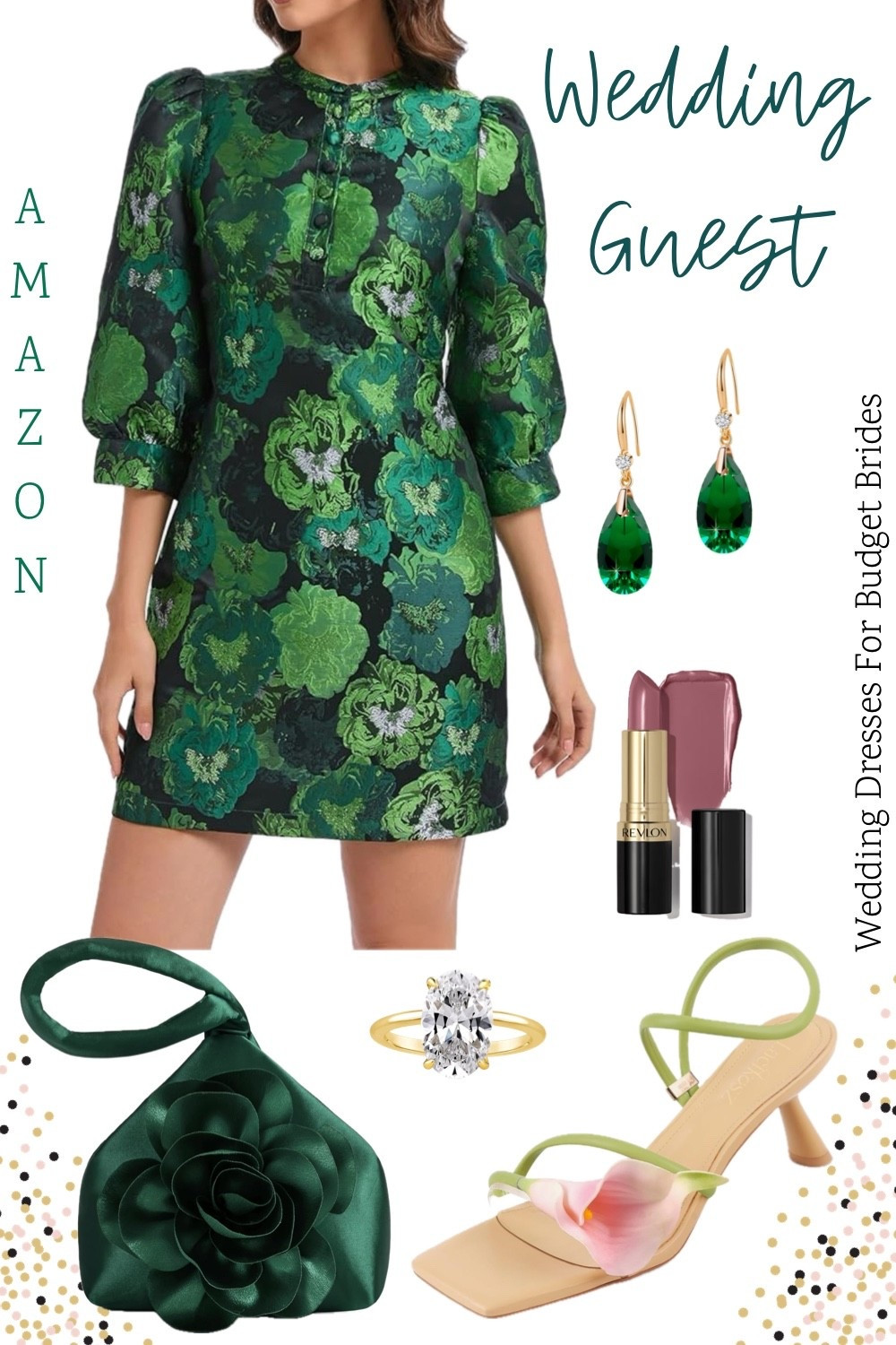 Green floral wedding guest dress with accessories on Amazon. 

Special occasion dress, garden party dress, semi formal wedding guest dress, party dress, event dress.

#LTKSeasonal #LTKWedding