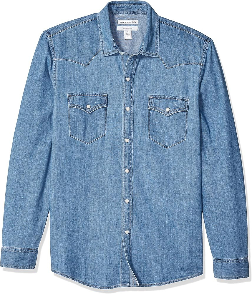Amazon Essentials Men's Slim-fit Long-Sleeve Denim Shirt | Amazon (US)