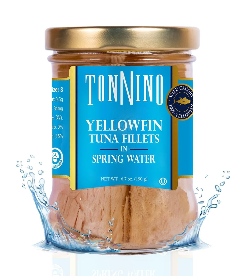 Tonnino Spring Water Yellowfin Tuna Fillets, FAD-Free, 6.7 oz Pack of Six | Amazon (US)