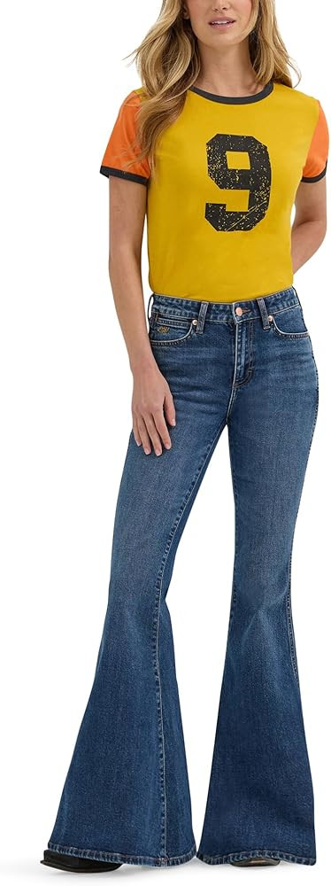 Wrangler Women's x Wilson Lainey Bell-Bottom, Baskin Blue Wash | Amazon (US)