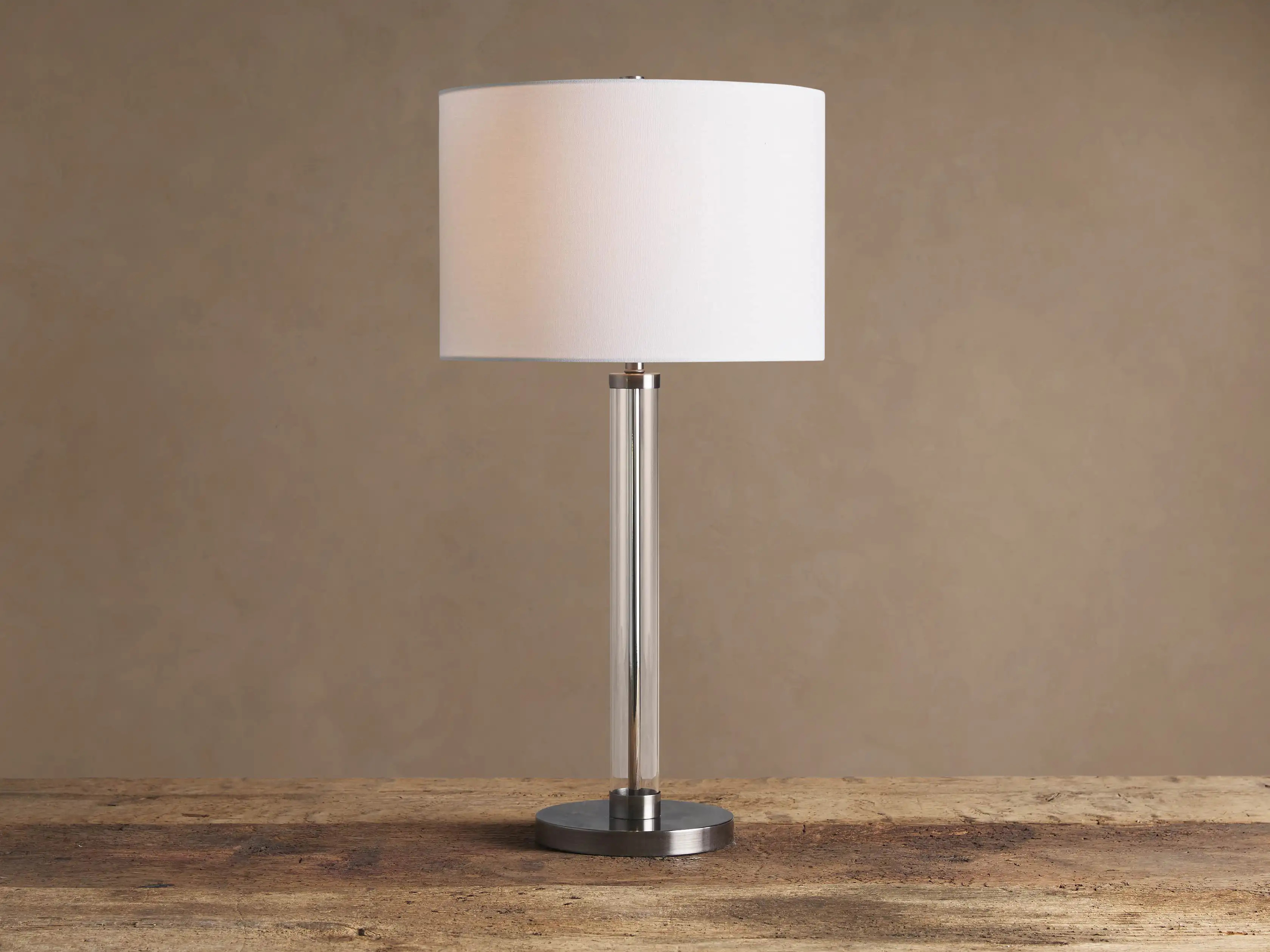 Glass Column Table Lamp in Nickel | Arhaus